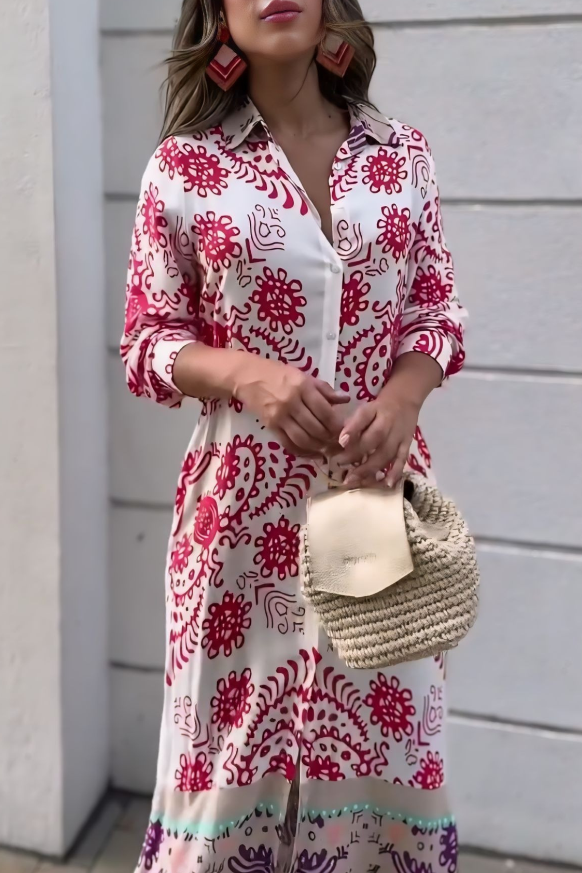 Printed Long Shirt Dress