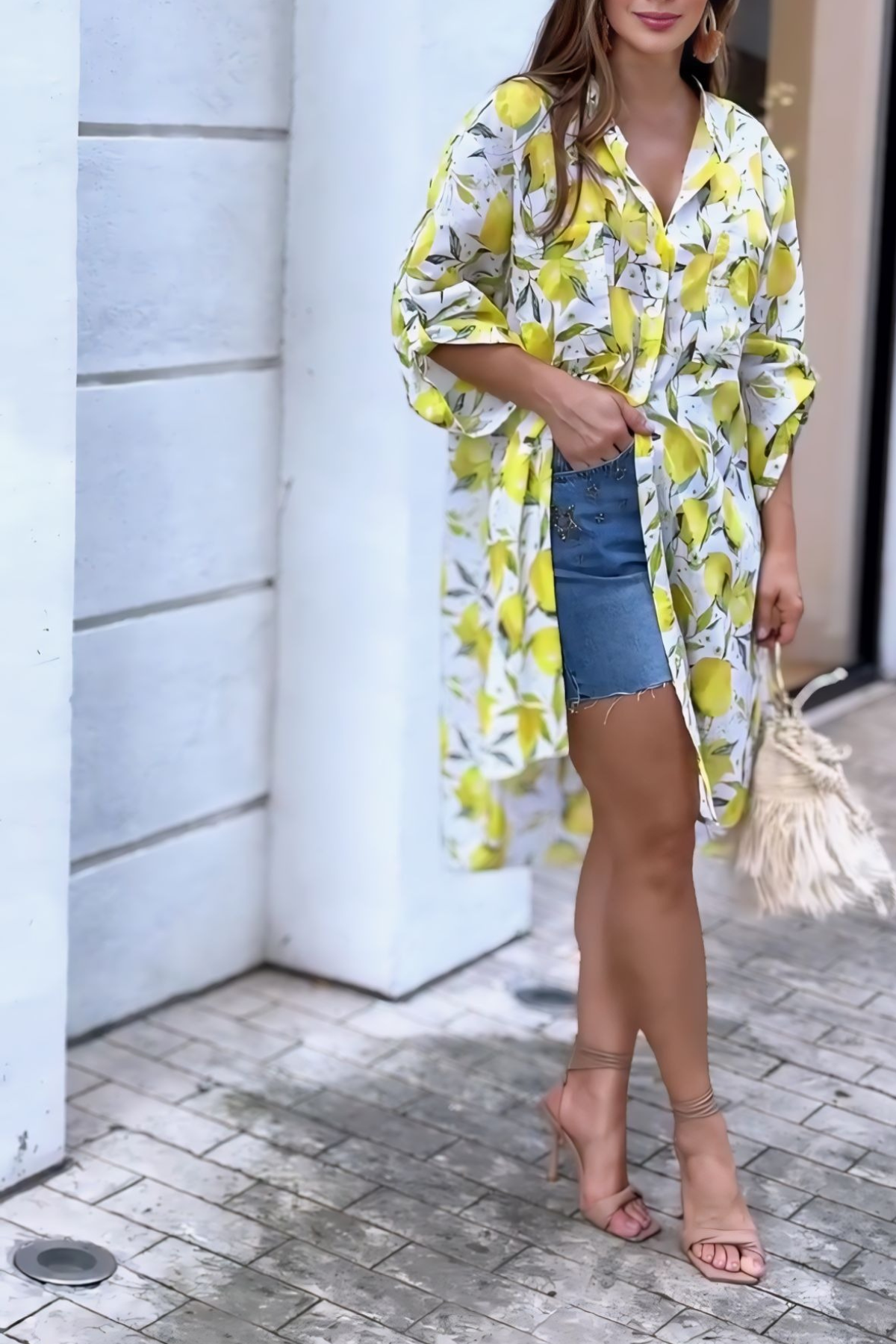 Lemon Printed Long Shirt