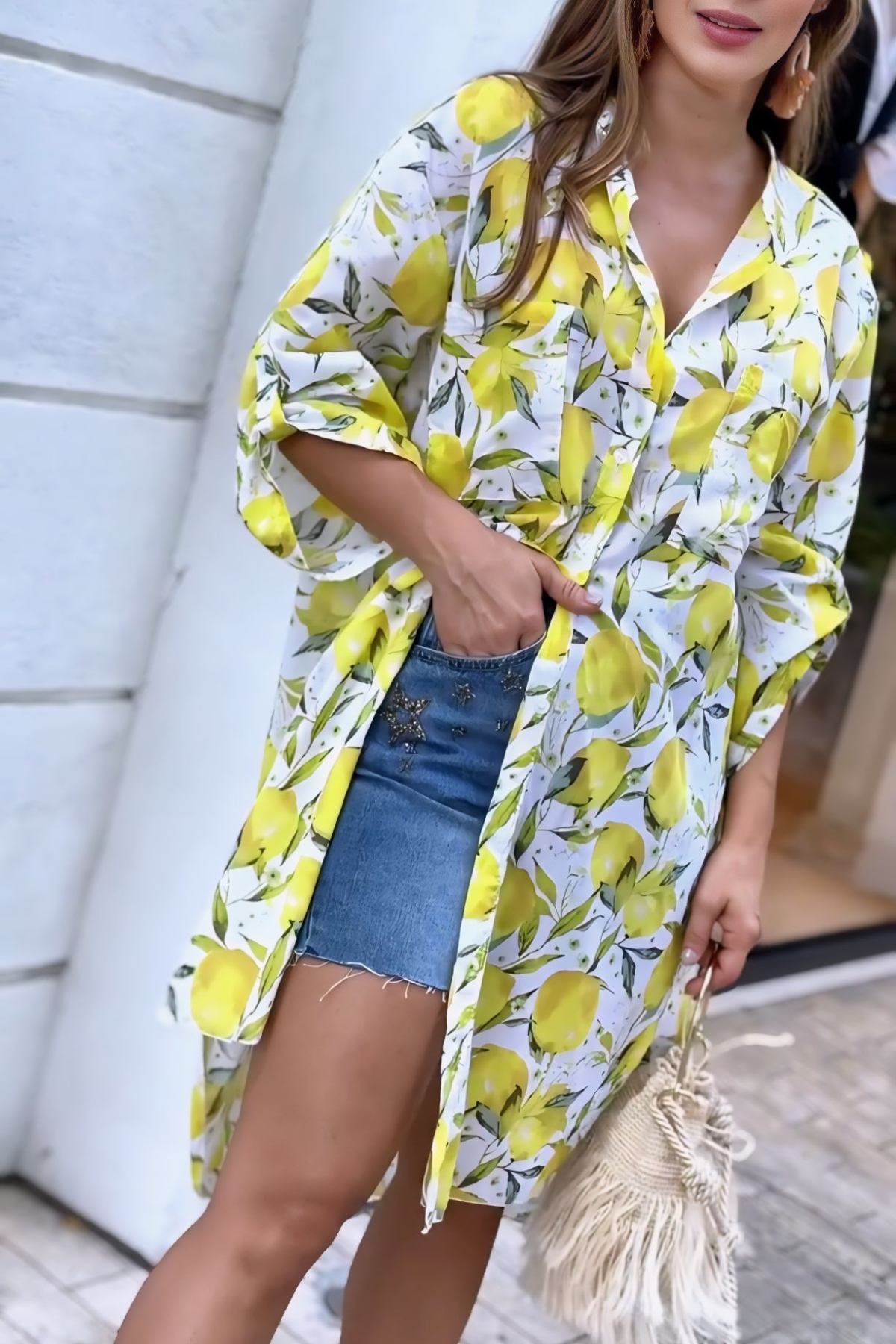 Lemon Printed Long Shirt