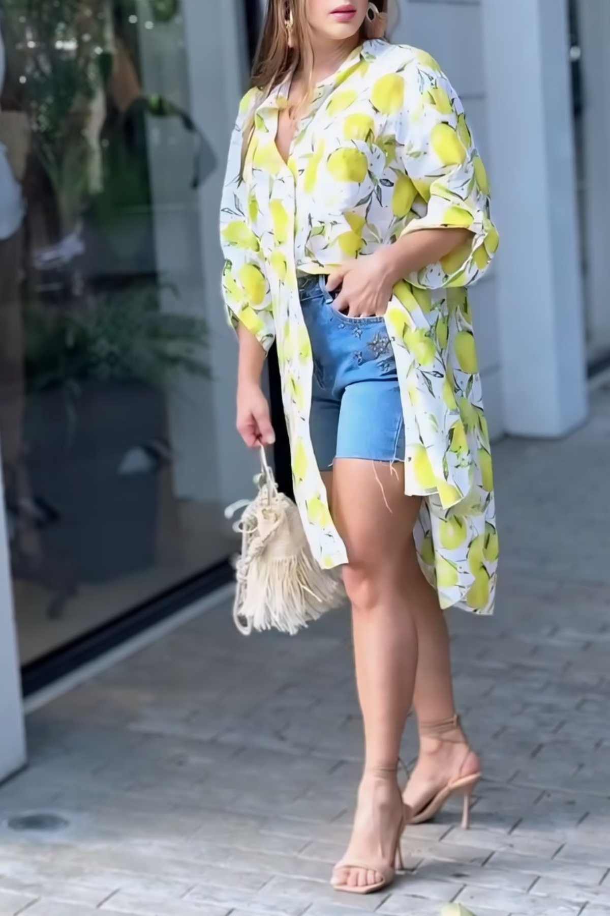 Lemon Printed Long Shirt