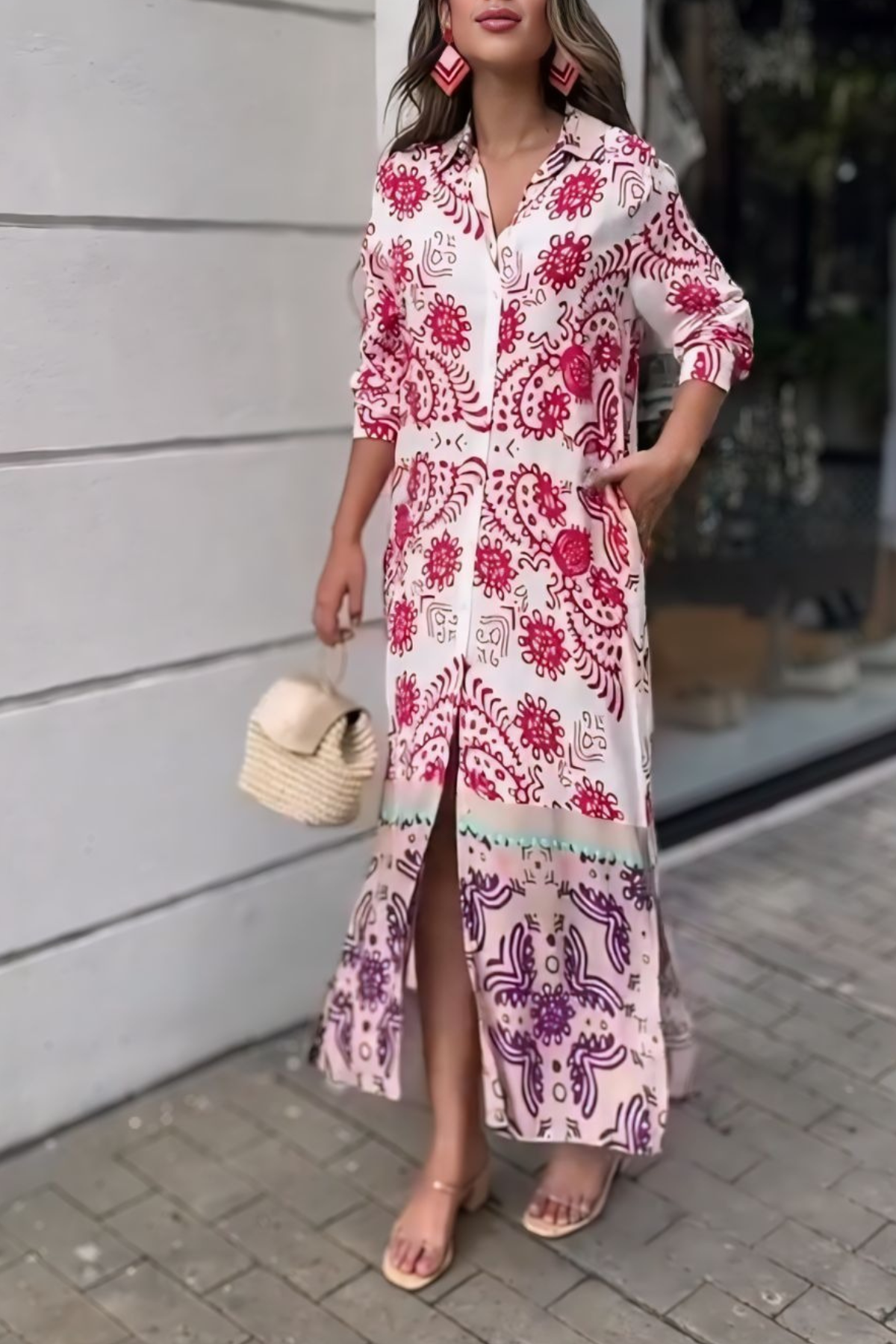 Printed Long Shirt Dress