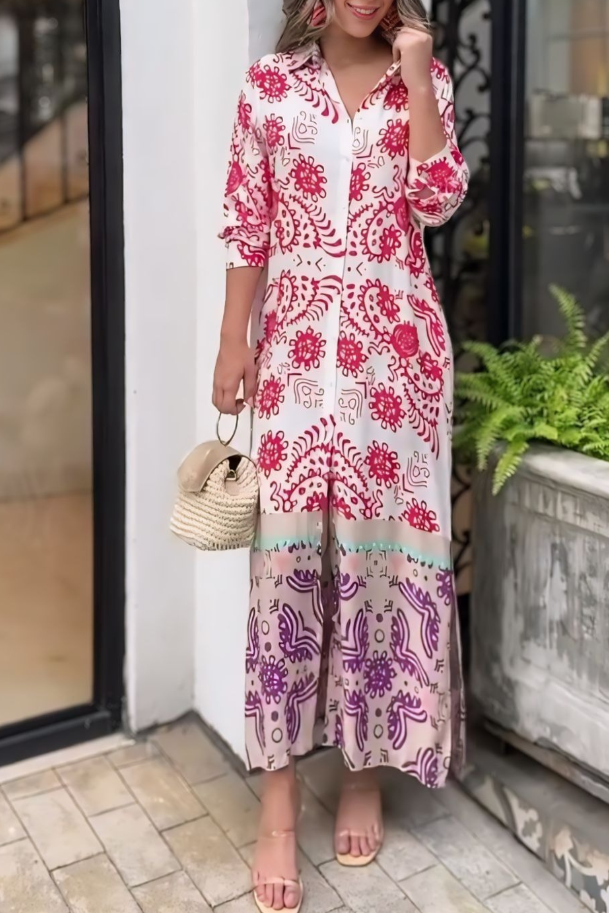 Printed Long Shirt Dress