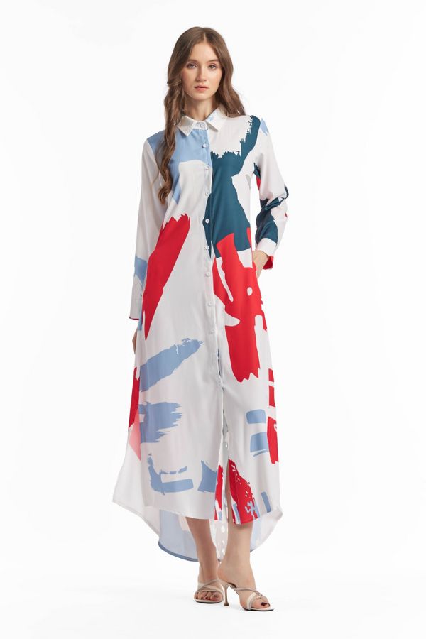 White Korean Long Dress