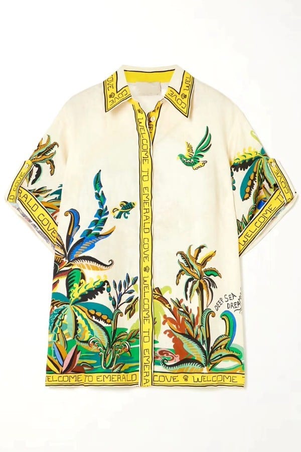 Emerald Cove Design Button-Down Shirt