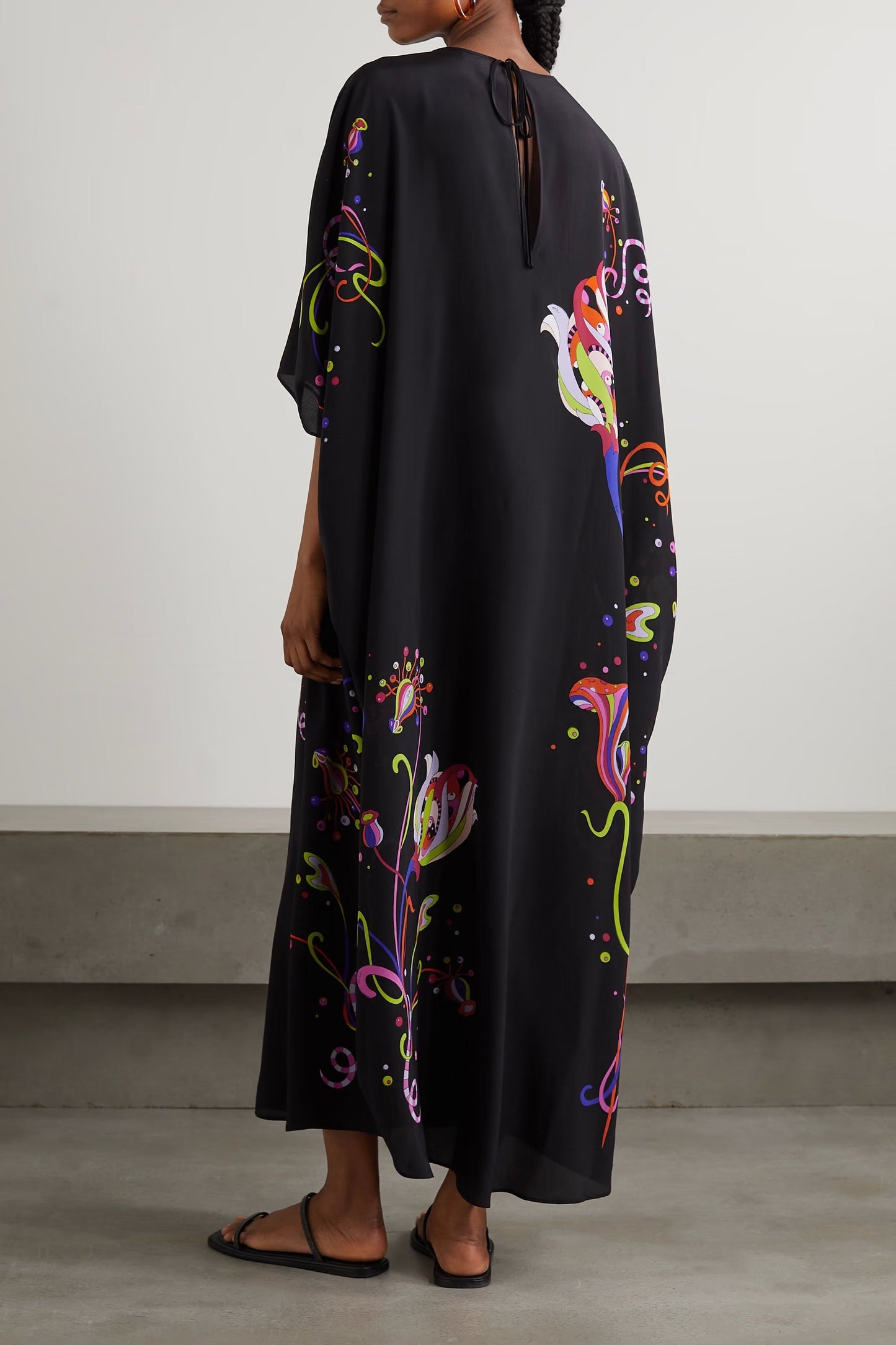 Black Neon Splash Kaftan Dress