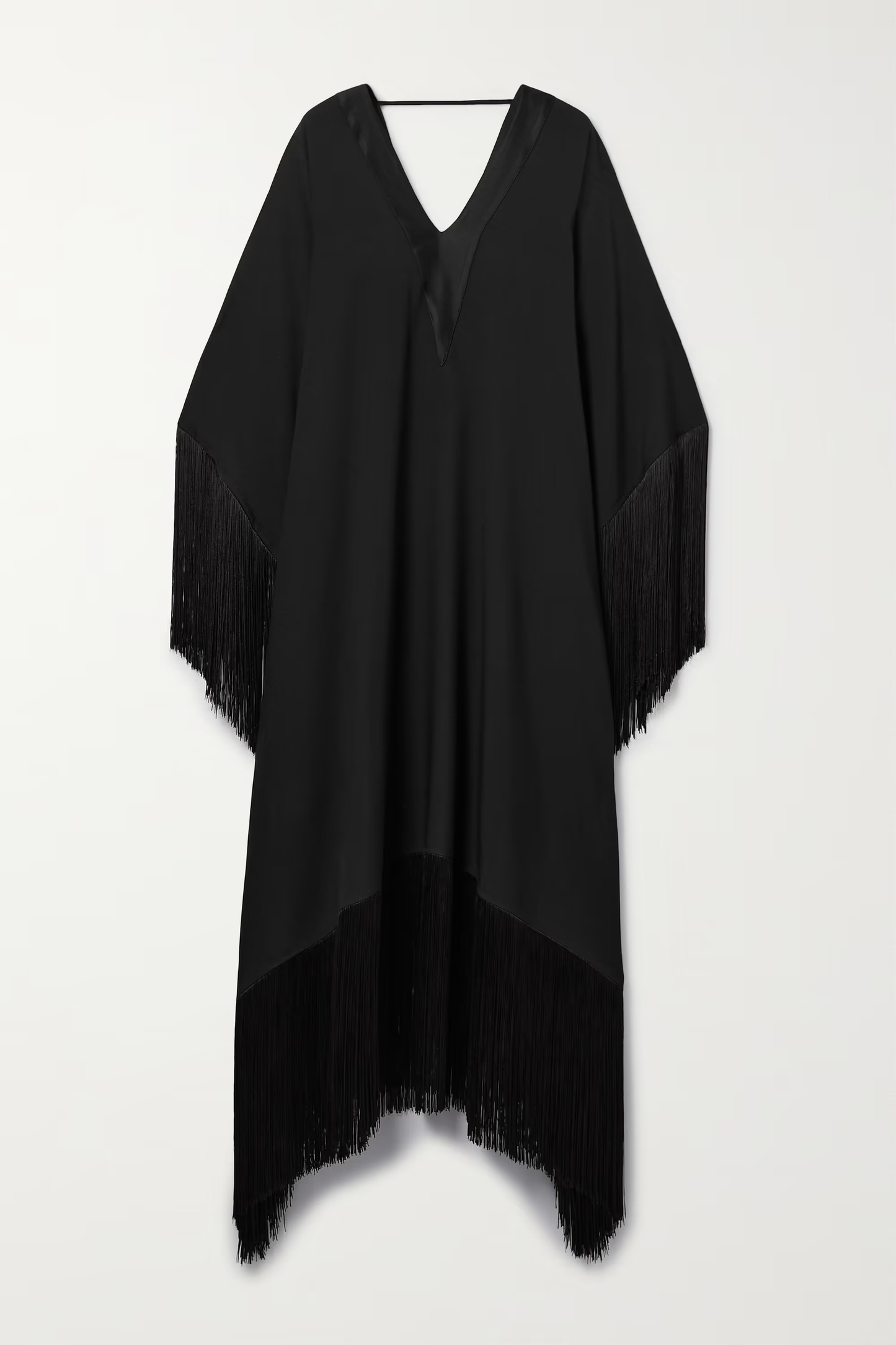 Black V- Neck Fringe Kaftan Dress