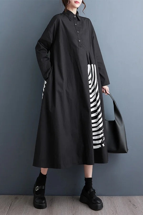 Oversized Shirt Dress with Graphic Print