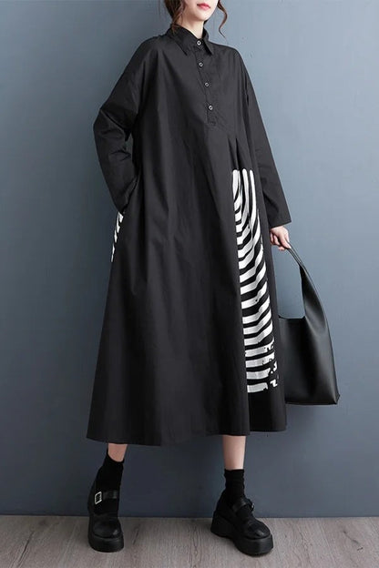 Oversized Shirt Dress with Graphic Print