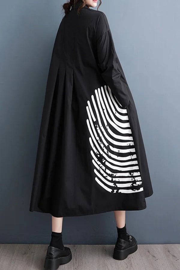 Oversized Shirt Dress with Graphic Print