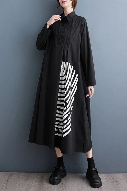 Oversized Shirt Dress with Graphic Print