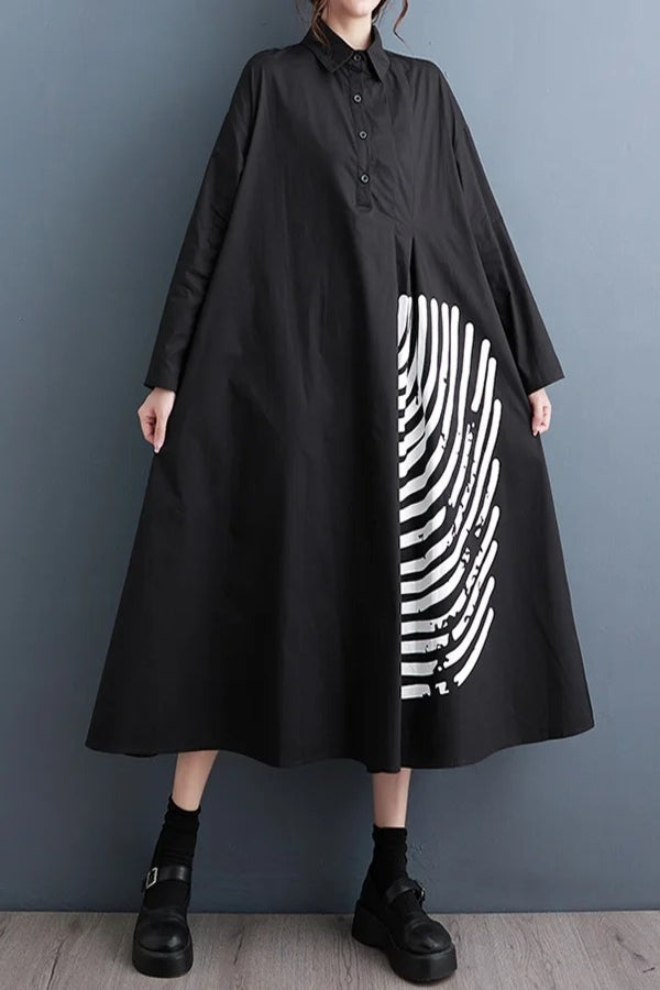 Oversized Shirt Dress with Graphic Print