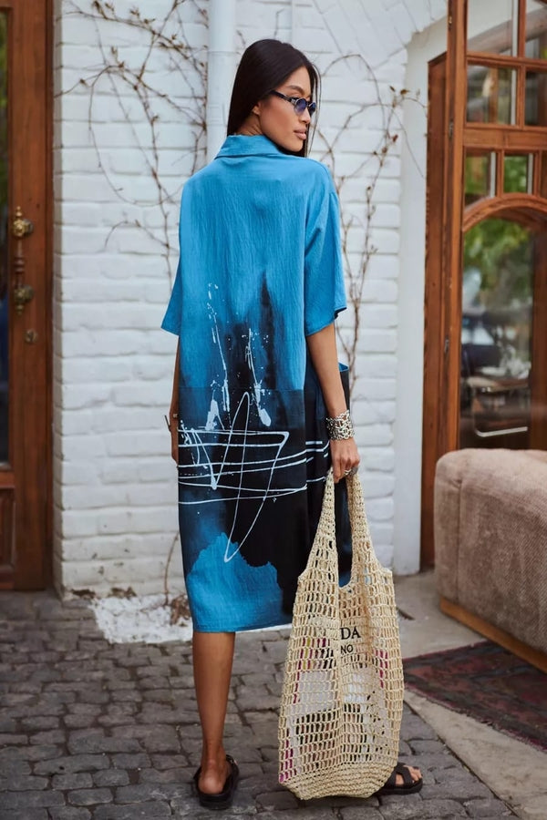 Ink Wash Printed Cotton Blend Shirt Available in 4 Colour