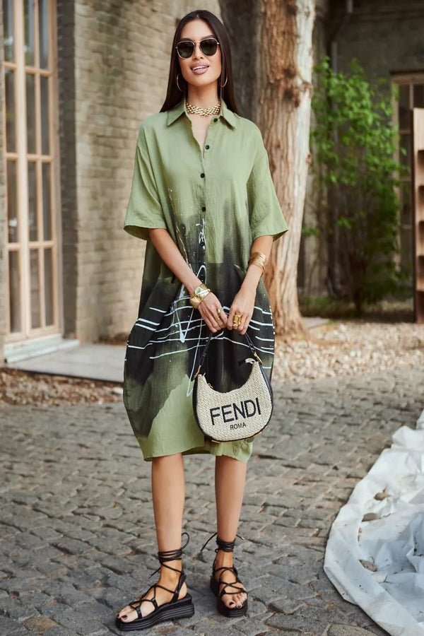 Ink Wash Printed Cotton Blend Shirt Available in 4 Colour