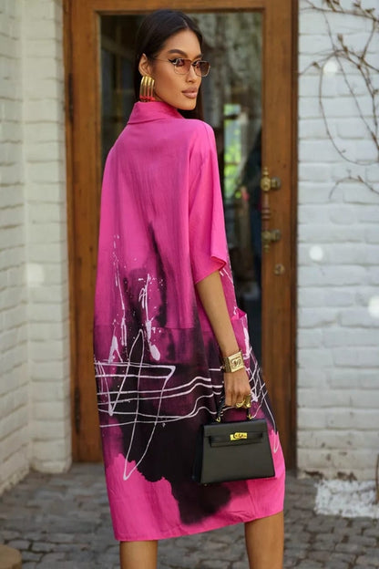 Ink Wash Printed Cotton Blend Shirt Available in 4 Colour