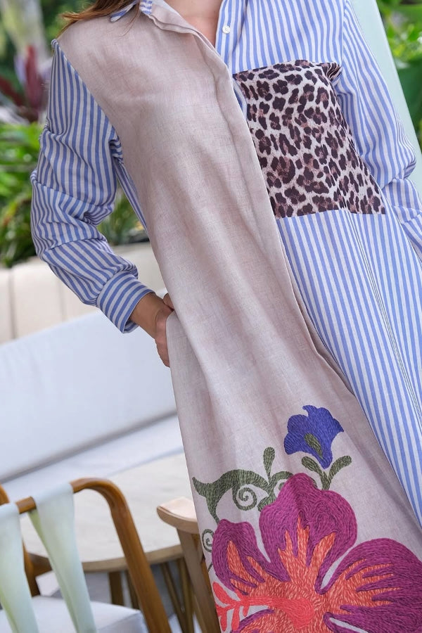 Elegant Peacock & Floral Printed Dress