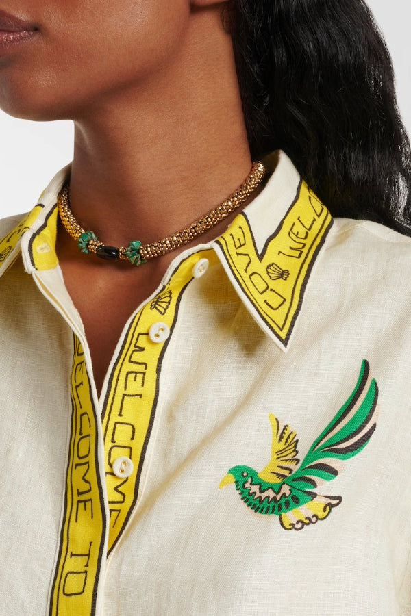 Emerald Cove Design Button-Down Shirt