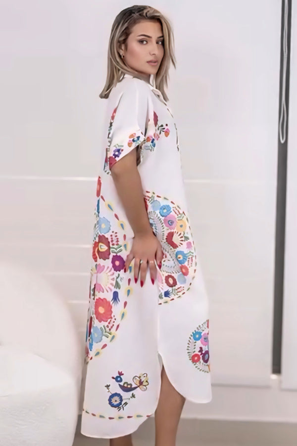 Elegant Printed Oversized Shirt Dress