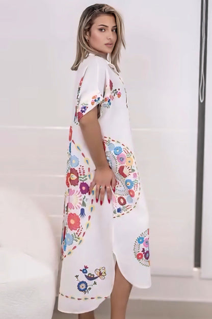 Elegant Printed Oversized Shirt Dress
