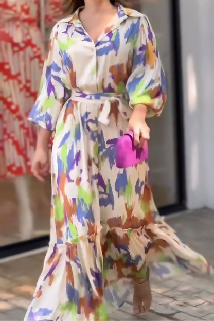 Long Frill Dress With Belt