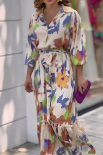 Long Frill Dress With Belt