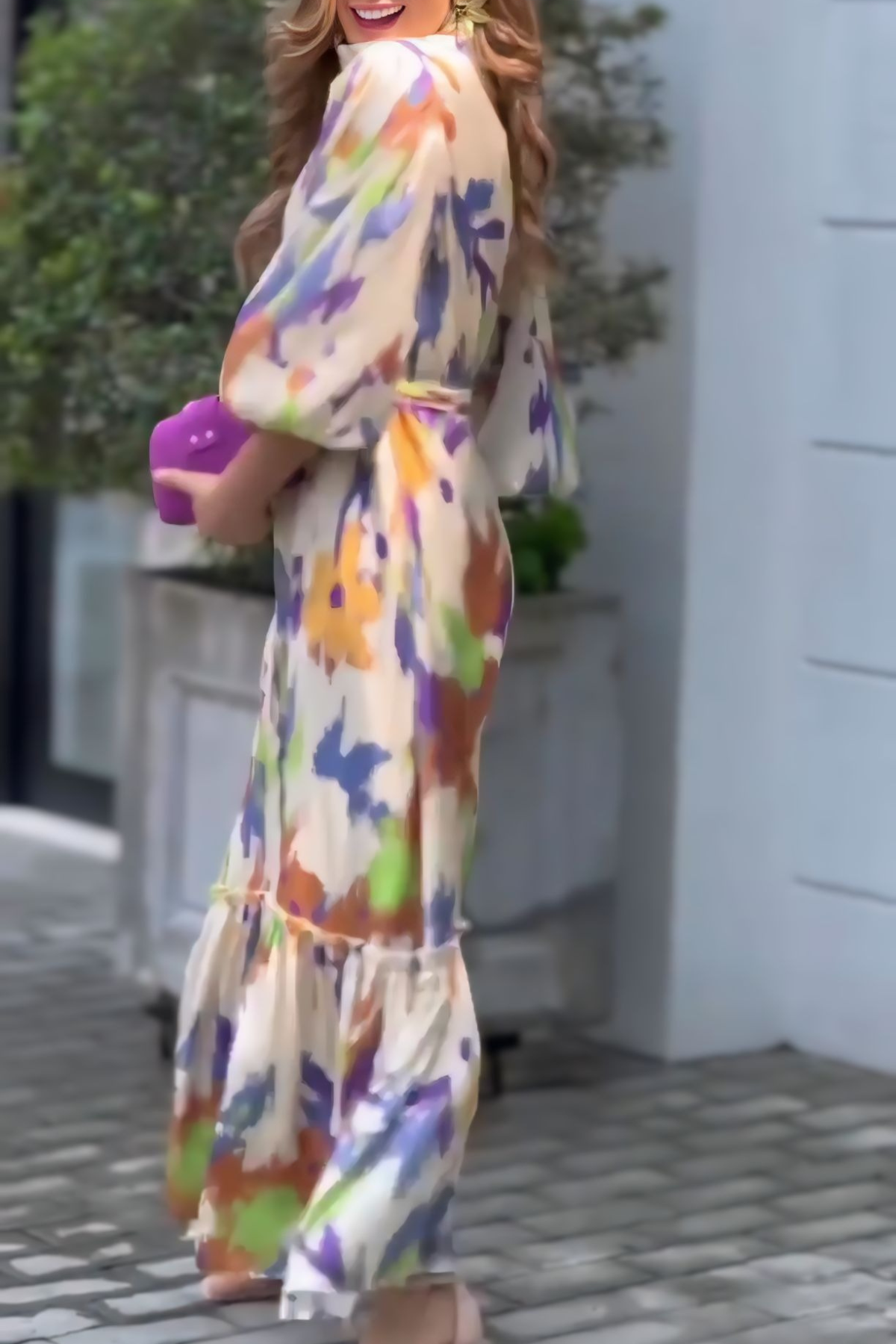 Long Frill Dress With Belt