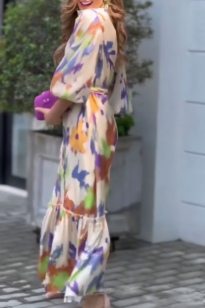 Long Frill Dress With Belt