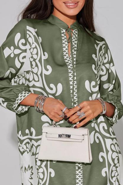 Azure Olive Boho Ruffle Dress