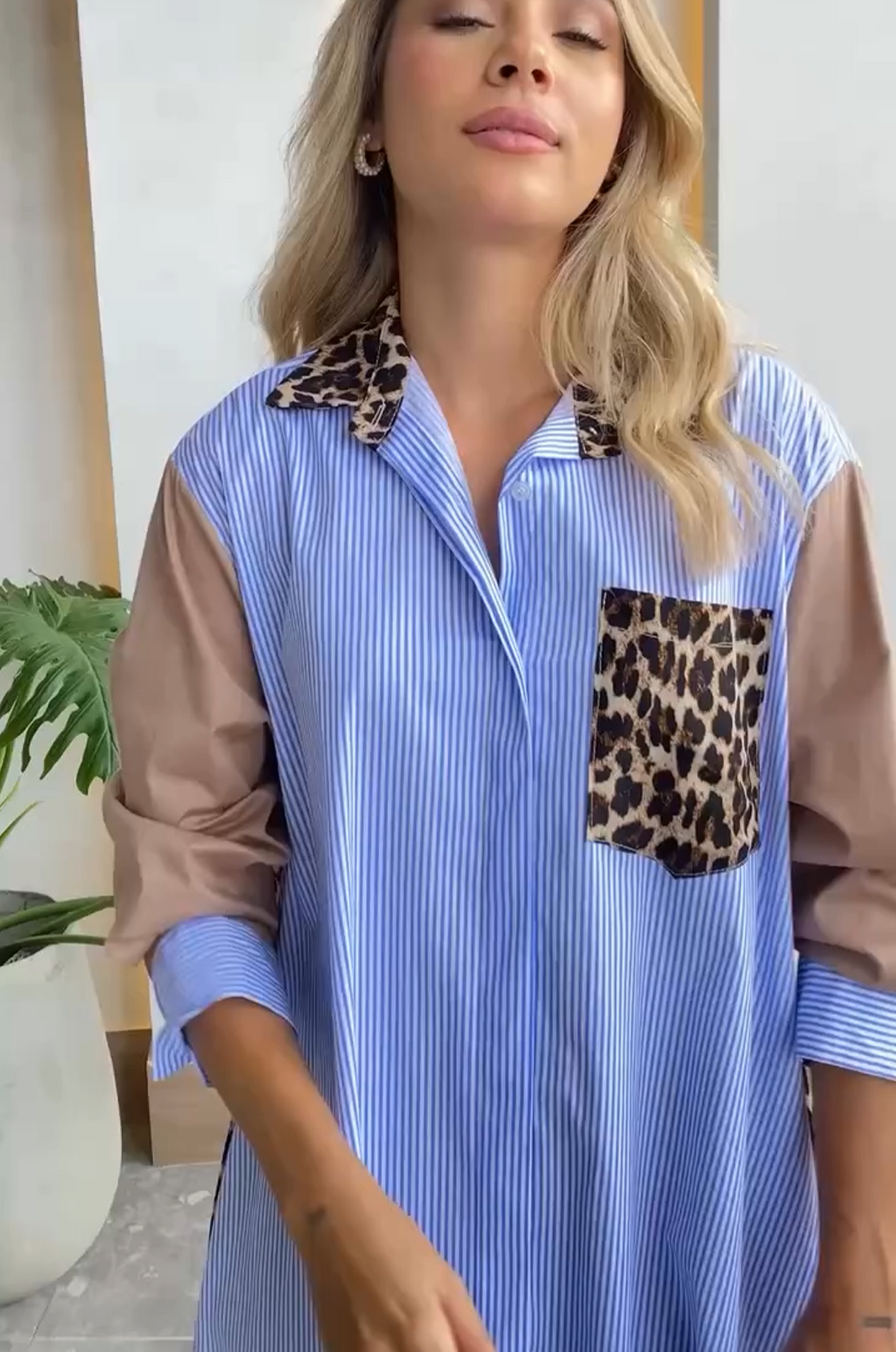 Wild Contrast Maxi Shirt Dress