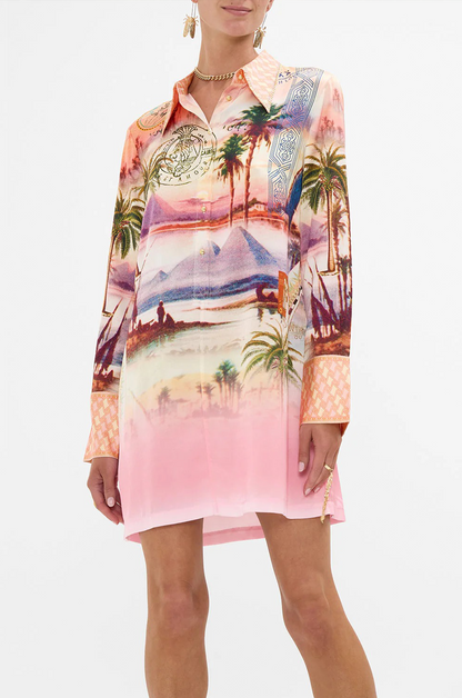 Scenic Landscape Print Casual Dress