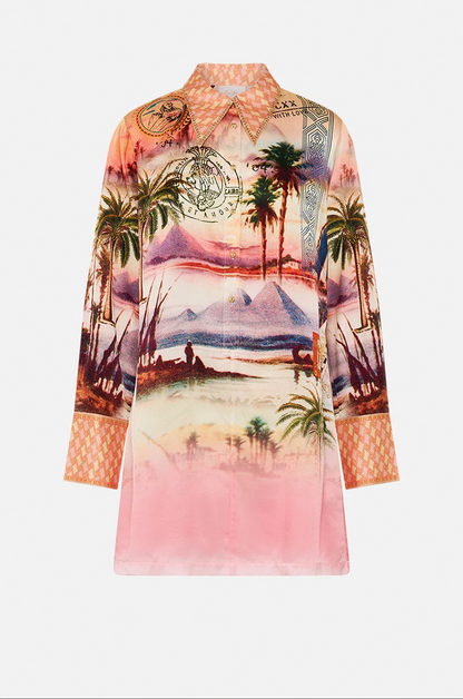 Scenic Landscape Print Casual Dress