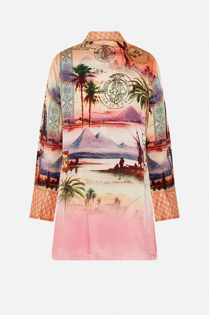 Scenic Landscape Print Casual Dress