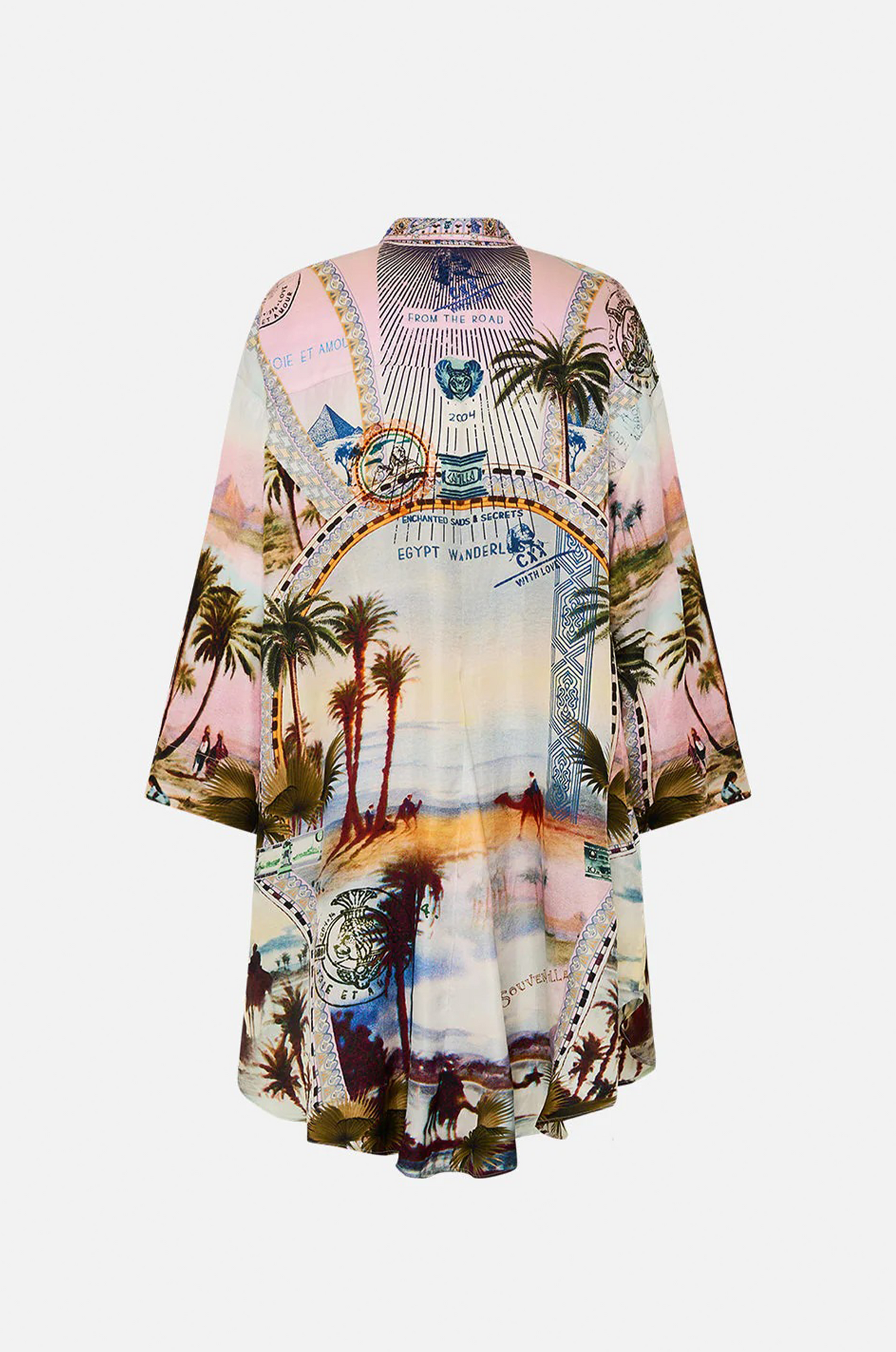 Resort Wear Palm Print Shirt Dress