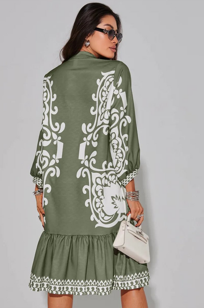 Azure Olive Boho Ruffle Dress