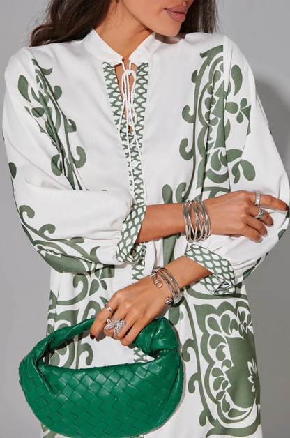 Azure White Boho Ruffle Dress