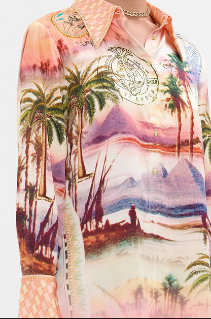 Scenic Landscape Print Casual Dress
