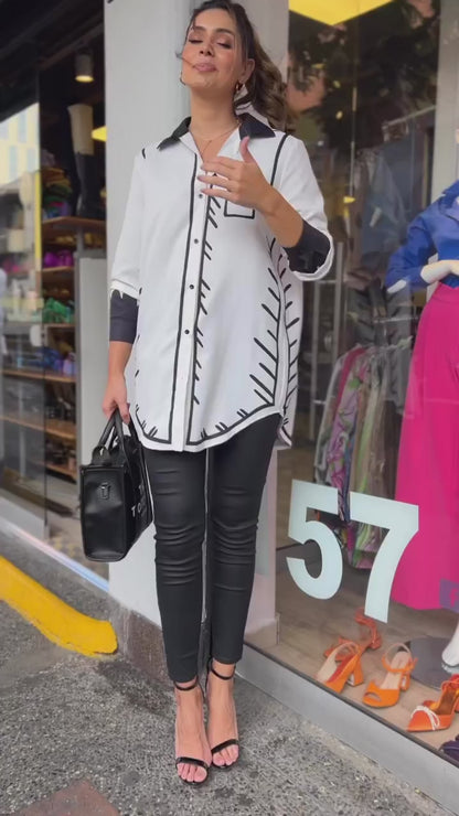Chic Style Printed White Shirt