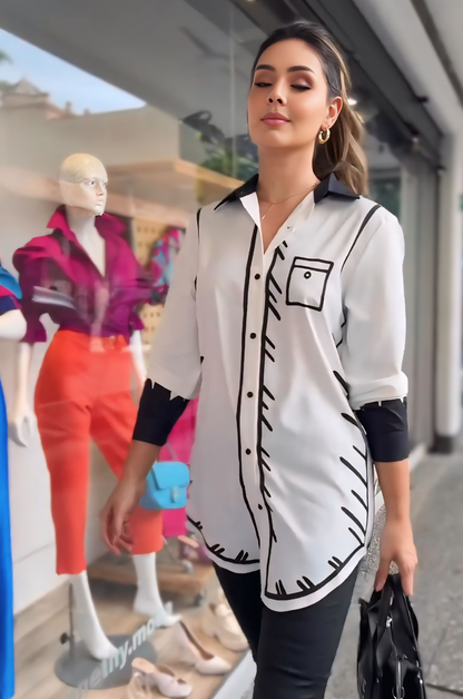 Chic Style Printed White Shirt