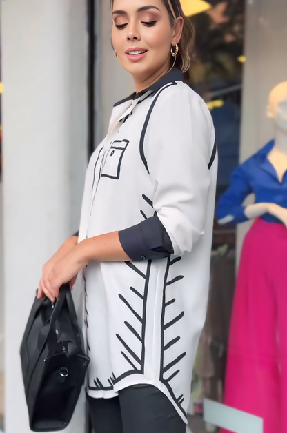 Chic Style Printed White Shirt