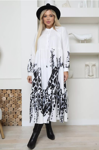 White Elegance Tired White Long Shirt Dress