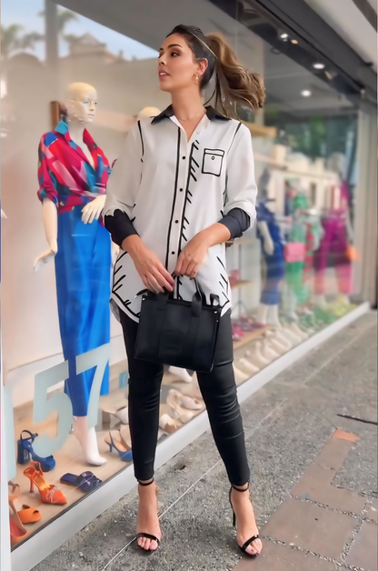 Chic Style Printed White Shirt