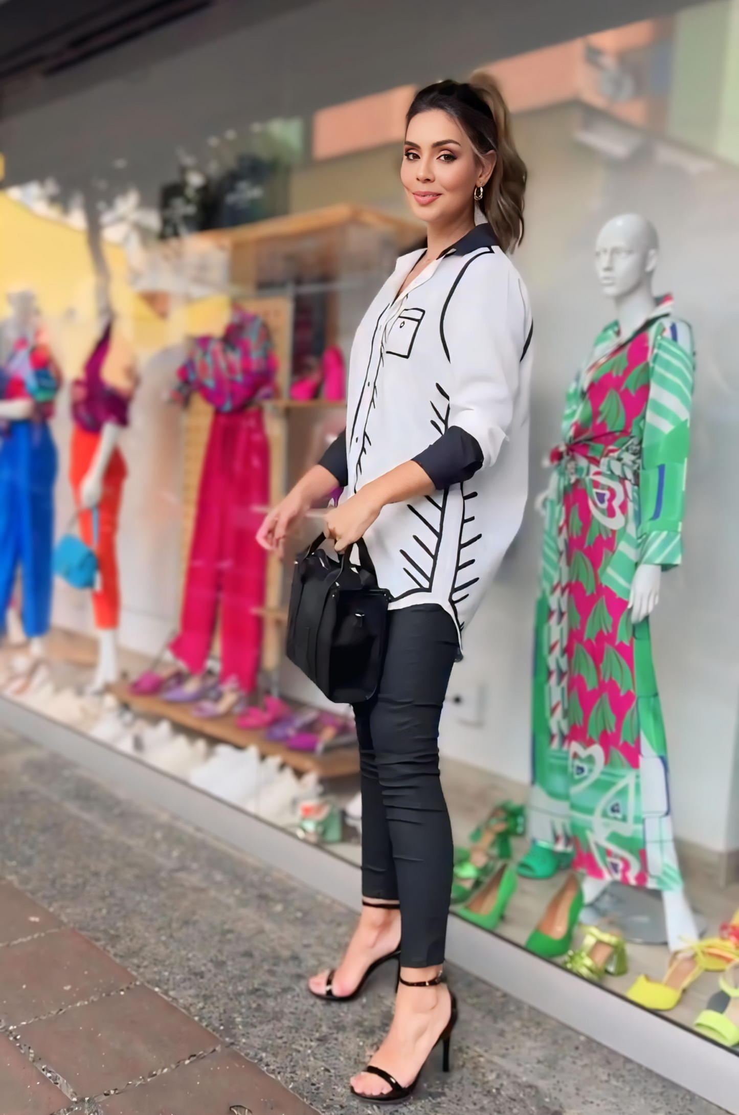 Chic Style Printed White Shirt