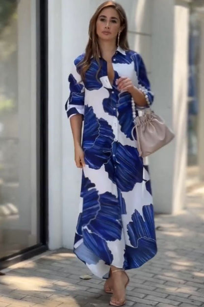 Blue & White Korean Long Shirt