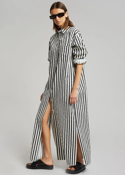 Vertical Stripes Shirt Dress