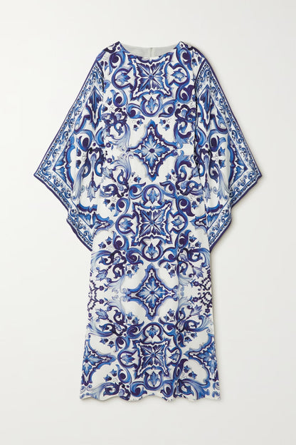Blue Lagoon Organza Silk Kaftan Dress