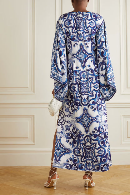 Blue Lagoon Organza Silk Kaftan Dress