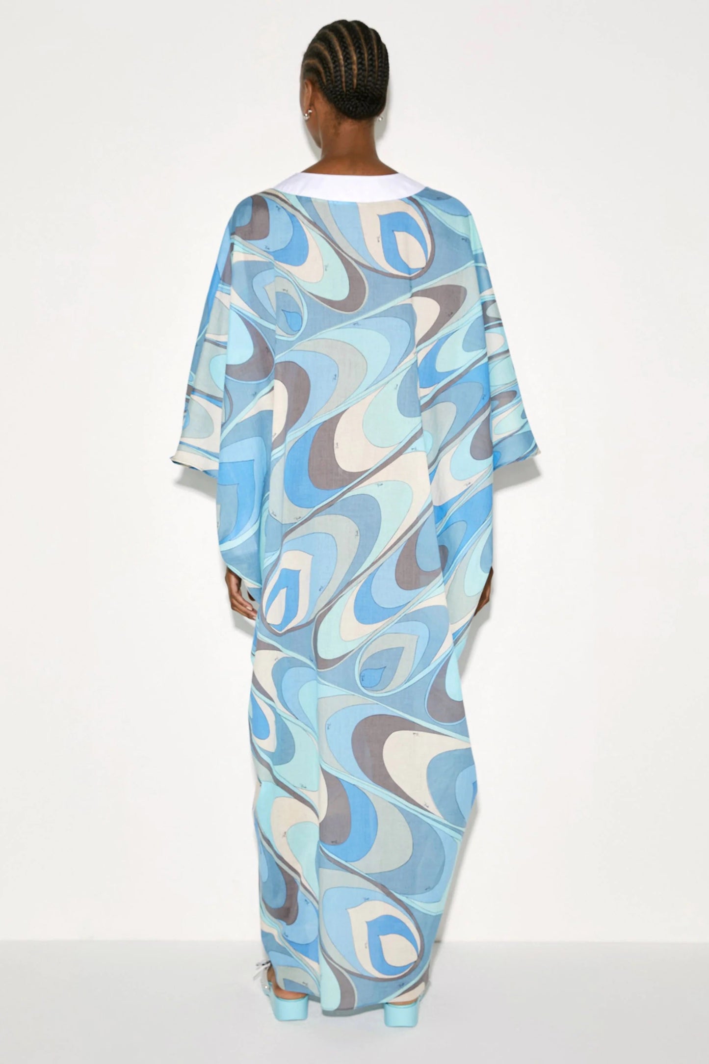 Sky Blue V-Neck Kaftan Dress