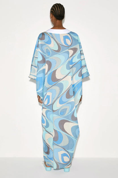 Sky Blue V-Neck Kaftan Dress