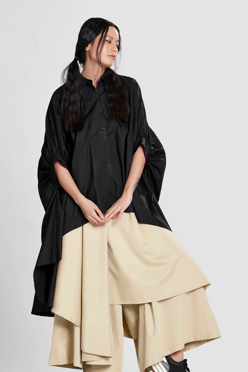 White Shirt With Exaggerated Sleeves