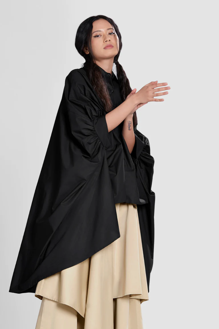 White Shirt With Exaggerated Sleeves