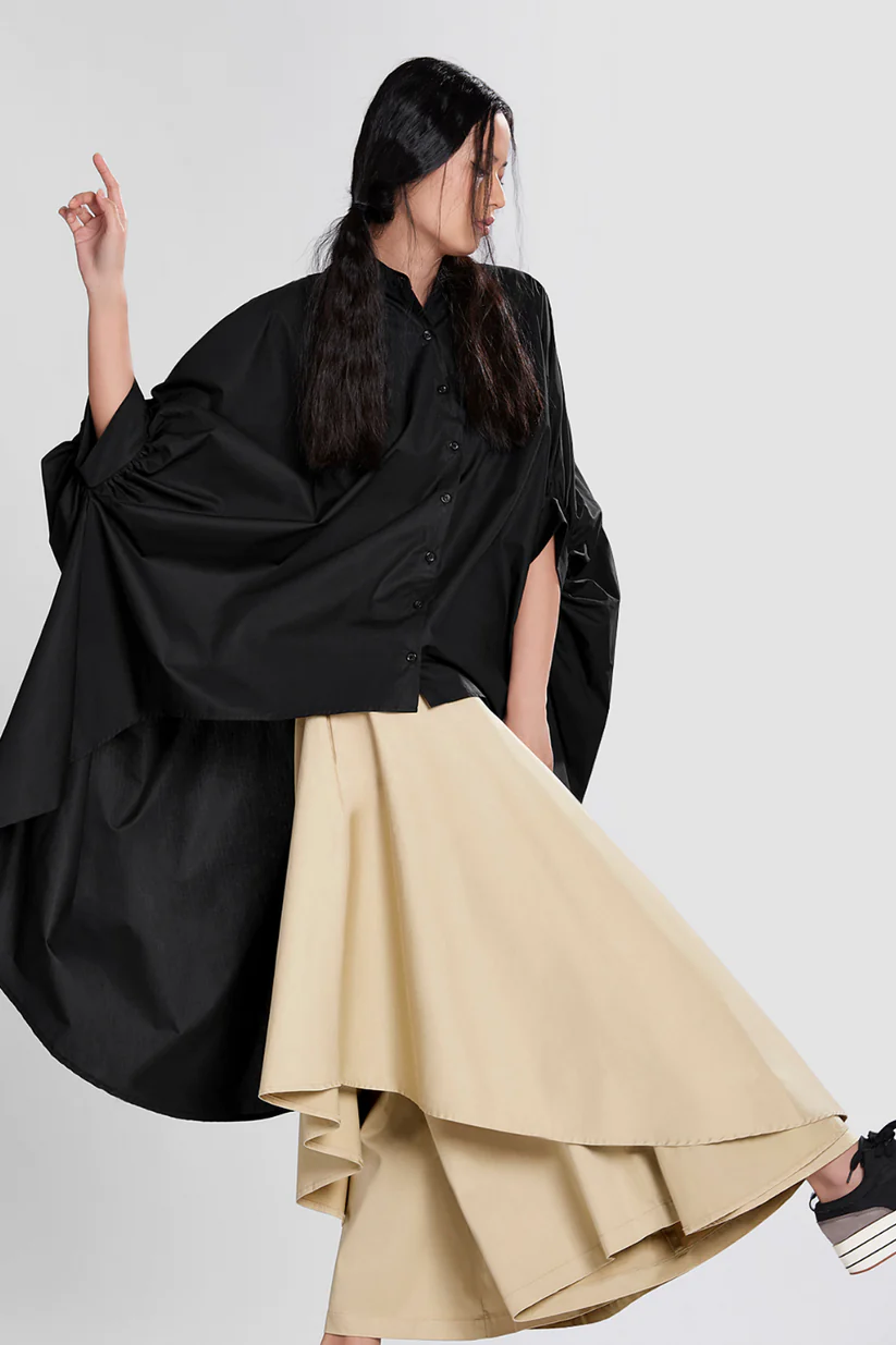 White Shirt With Exaggerated Sleeves